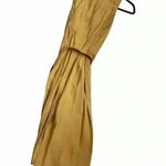 Something Navy  mustard button up midi belted dress size M Photo 2