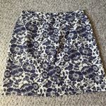 Eddie Bauer  Navy Blue Beige Floral Pencil Knee Length Cotton Skirt Plus Size 18 Photo 4