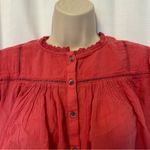 Free People  Laura Western Top Red Berry Size XS Boho Embroidered FLAW Repaired Photo 9