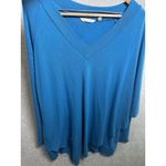 Soft Surroundings  Large Sweater Top Womens Blue Vneck Long Sleeve Layered Photo 10