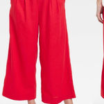 A New Day Culottes Pants Cropped Wide Leg High Rise Red Women Small Linen Rayon Photo 0
