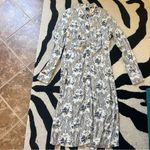 PINKO White Blue Panther Print Long Sleeve Midi Dress Size 8 Photo 9