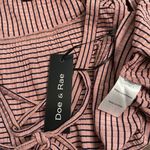 Doe & Rae ✅3/$30✅ NWT  Rose/Black Striped Rayon V-Neck Lace Up Tank Top Blouse SMALL Photo 6