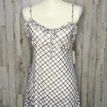 No Comment NWT  Women's XL Pink Plaid Mini Dress Ruffle Neck Spaghetti Straps‎ Photo 0