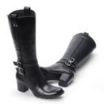 Born Lewisa knee high black stacked heel leather boots Size 7 Photo 0