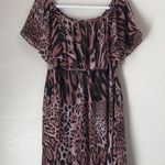 Jennifer Lopez Plus Size 0X Off-the-Shoulder Ruffle Shift Dress Pink Leopard Photo 1
