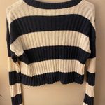American Eagle Women’s  Striped Cropped Cardigan Navy And White SzXS Photo 2