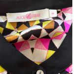 Alice & Trixie  Size M Blouse Top Silk Colorful Geometric Print FLAW Photo 2