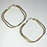 Huge Gold Tone Double Square Hoop Retro Boho Pierced Earrings Photo 1