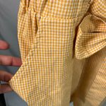 &merci &Merci‎ Gingham Paperbag Waist Tie Romper Size M Yellow White Button Front Photo 4
