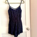 Hollister  Navy Lace Babydoll Romper Y2K Juniors Large Lined Floral Cottagecore Photo 2