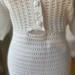 H&M  White Crochet Short Flare Sleeve Boho Beach Mini Dress Size XL Photo 2