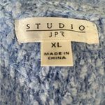 Studio JPR Sweater Women XL Blue Crew Neck 3/4 Sleeve Sherpa Fuzzy Cozy Casual Photo 1