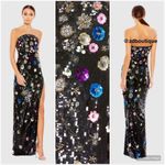 Mac Duggal 93695 Womens Black Floral Sequined Strapless Column Gown Photo 1
