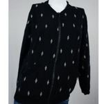 MOSSIMO Black Bomber Jacket w/ Silver Embroidered Aztec Geometric Design Size S Photo 4