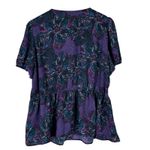 Lane Bryant  Blouse Womens 18 Purple Floral Ruffle Peplum V-Neck Boho Whimsigoth Photo 2