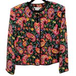 Maggy London  Silk Paisley Floral Quilted Embroidered Tassel Jacket Blazer Sz 16 Photo 0