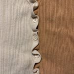 LA Hearts Beige/Brown Two-Tone Ruffle Trim Crop Button-Up Top Size S Photo 2