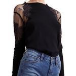 Free People 🖤 Daniella Black Lace Shoulder Blouse Photo 0