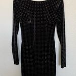 EXPRESS Womens Black Velvet Dress with Silver Dots XS Photo 0