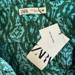 ZARA NWT | The Ava Pant Wide Leg Cotton Green Printed | XS Photo 3