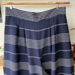 Vintage 40s 50s Navy White Striped High Waisted Pleated Wide Leg Cropped Pants Blue Size 26 Photo 7