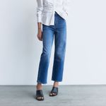 ZARA HIGH RISE VINTAGE SLIM JEANS Mid-Blue Photo 3