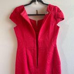 Kay Unger Dress Poppy Red Jacquard Cap Sleeve w/ Gold Chain Belt Accent Sz 4 EUC Photo 7