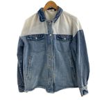 Boutique Women’s S Patch Together Denim‎ Trucker Jacket Blue Acid Wash Oversized Photo 1