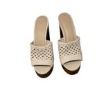 Veronica Beard Guadalupe Platform High Block Heel Sandals Beige Woven Womens 7.5 Photo 1