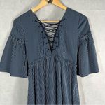 La Ligne Boheme Lace Up Pinstripe Midi Dress Size XS Photo 13