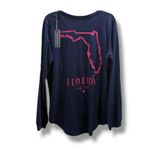 State of Mine Womens Long Sleeve Florida Est 1845 Navy Blue Pink Tee NEW Photo 1