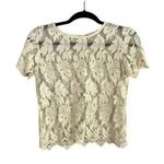 ZARA Floral Embroidered Sheer Cotton Blouse Top Romantic Key Hole Back S Cream Photo 12