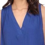 Free People Darcy Royal Blue Cap Sleeve V-neck Pleated Tank Top Photo 0