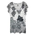 Cache  Medium Dress Mini Shift Rhinestones Y2K Grunge Goth Silver Black 560‎ Photo 0