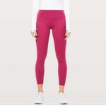 Lululemon  Fast & Free 7/8 Tight II *Nulux 25" Violet Red Dark Pink Media Pockets Photo 3