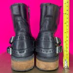 UGG  Orion Black Leather Double Buckle Detail Moto Boot Sz 7 Photo 3