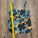 Tulle Floral Print Tank Top Sleeveless Casual Blouse Medium Boho Indie Festival Blue Photo 2