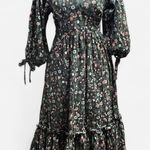 Cara Cara Black Floral Ruffled Dress Size XS Photo 0