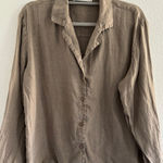 ZARA Jacket Womens Medium Brown Linen Button Down Coastal Beachy Minimalist Photo 0