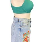 ZARA Basic Womens Denim Blue Skirt Jean Floral Embroidered Asymmetrical Large Photo 5