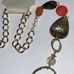 Laura Ashley  Gold Tone Link Chain Beaded Colorful Boho Necklace Photo 2