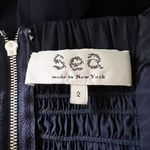 sea Leia Cotton Poplin Flirty Ruffle Waist Square Neck Full Length Jumpsuit Blue Photo 1