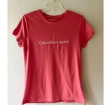 Calvin Klein Sz L Regular Tee shirt Pullover Stretch Top Pink Candy Apple Size L Photo 3