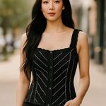 CORSET BLACK WHITE CROP LACE camisole TANK TOP M Size M Photo 11