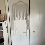 ZARA white long sleeve tie off the shoulder crop sweater Photo 2