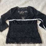 Guess NWT  Womens Lace V Neck Long Sleeve in Black Size Large Photo 3