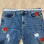 Driftwood Joyce Classic Fit W27 L27 Embroidered Floral Rose Distressed Raw Jeans Photo 4