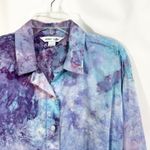 Old Navy  Large Top Handmade Tie Dye Shirt Button Up Long Sleeve‎ Purple Blue 904 Photo 4