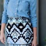 EXPRESS Sequin Aztec Pattern Skirt Photo 0